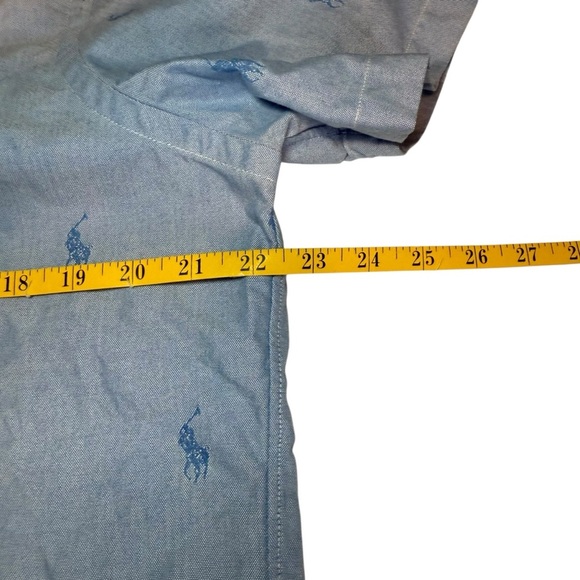 Ralph Lauren Men’s Blue Button Down All Over Pony Short Sleeve Medium Preppy EUC - Picture 6 of 7